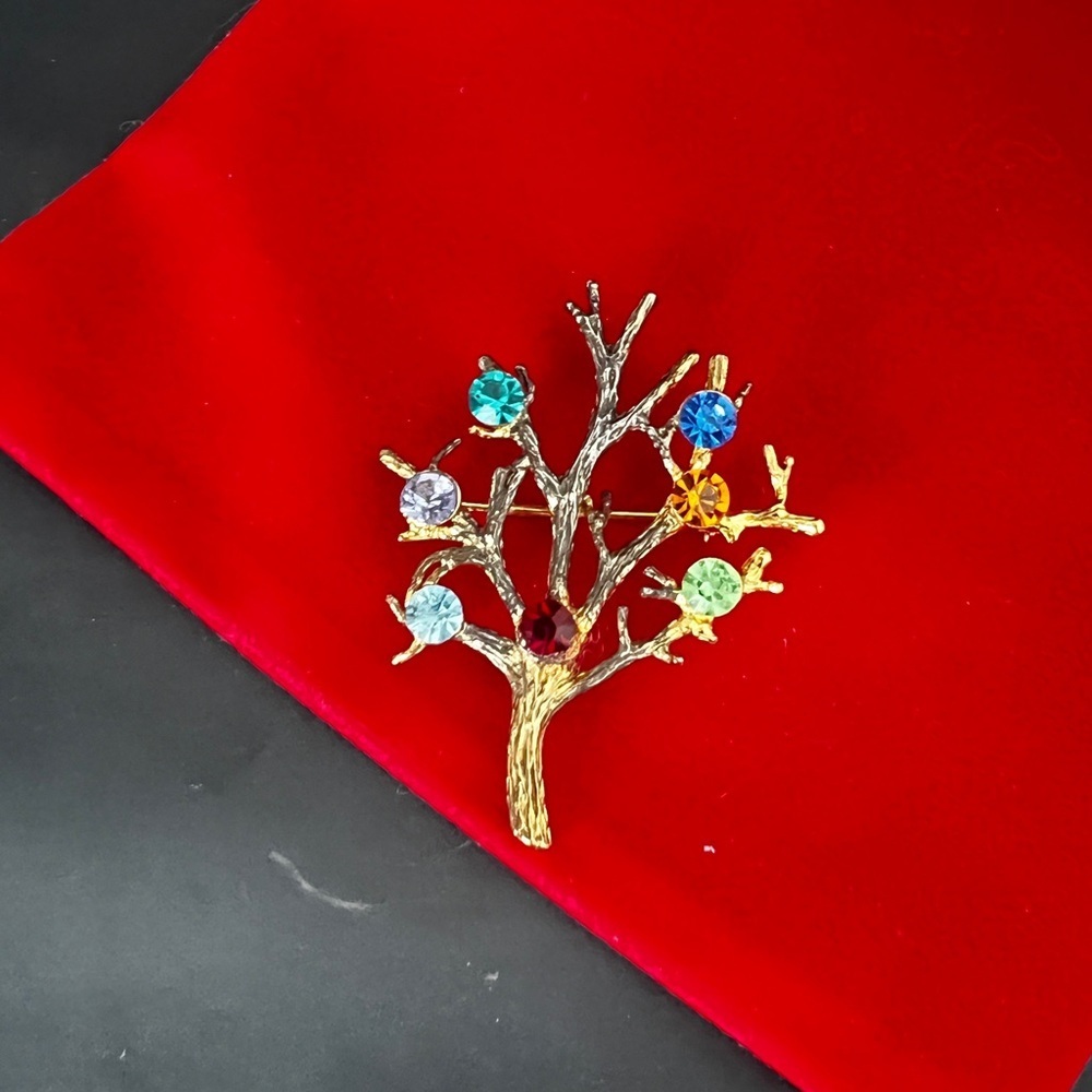 Colorful Sterling Silver Tree Brooch - Picture 4 of 7